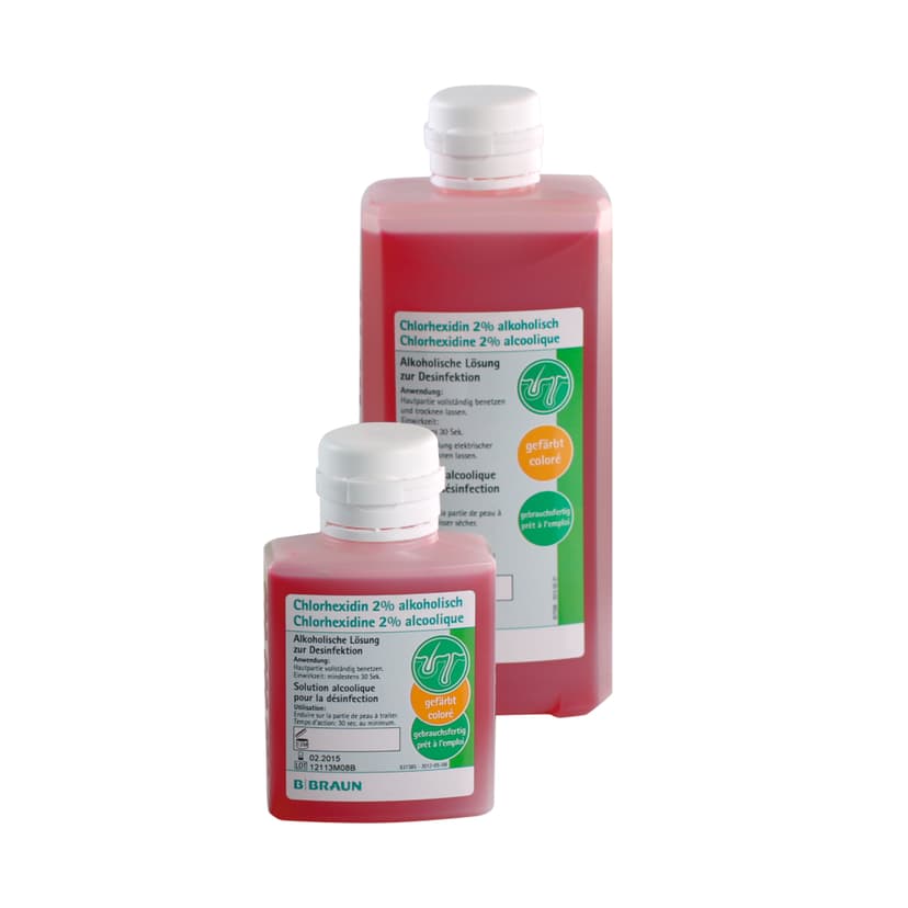 Chlorhexidine 2% alcoholic coloured-Group picture 100ml, 500ml